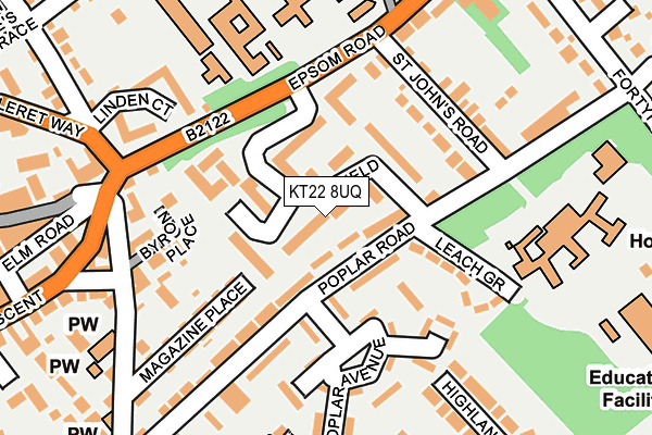 KT22 8UQ map - OS OpenMap – Local (Ordnance Survey)