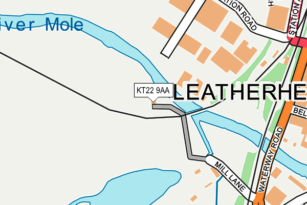 KT22 9AA map - OS OpenMap – Local (Ordnance Survey)