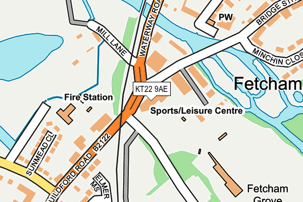 KT22 9AE map - OS OpenMap – Local (Ordnance Survey)