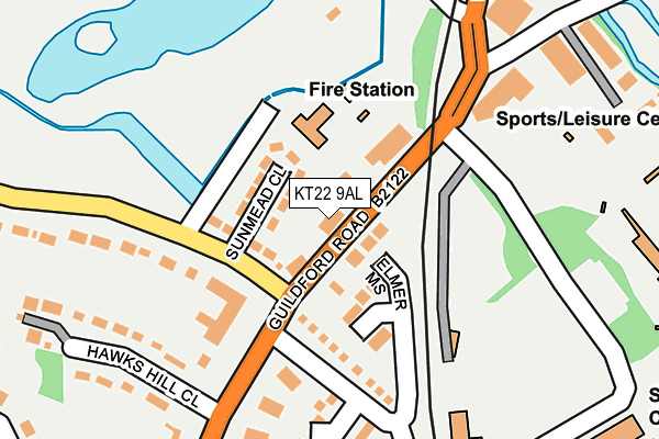 KT22 9AL map - OS OpenMap – Local (Ordnance Survey)