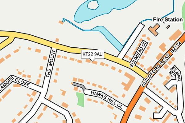 KT22 9AU map - OS OpenMap – Local (Ordnance Survey)