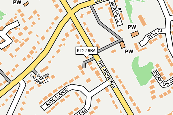 KT22 9BA map - OS OpenMap – Local (Ordnance Survey)