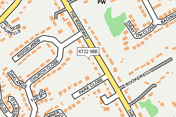 KT22 9BB map - OS OpenMap – Local (Ordnance Survey)