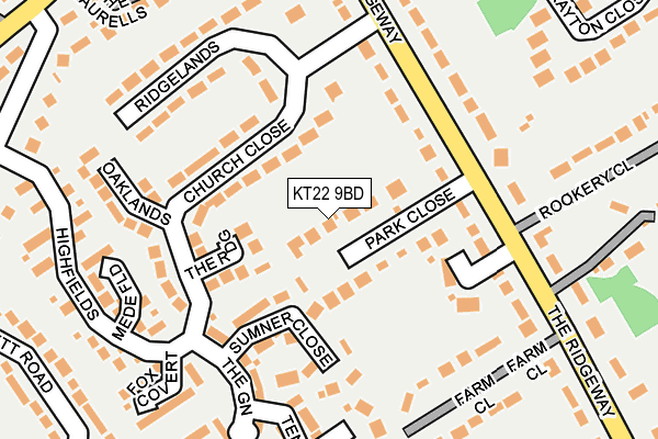 KT22 9BD map - OS OpenMap – Local (Ordnance Survey)