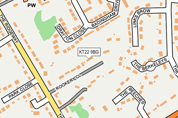 KT22 9BG map - OS OpenMap – Local (Ordnance Survey)