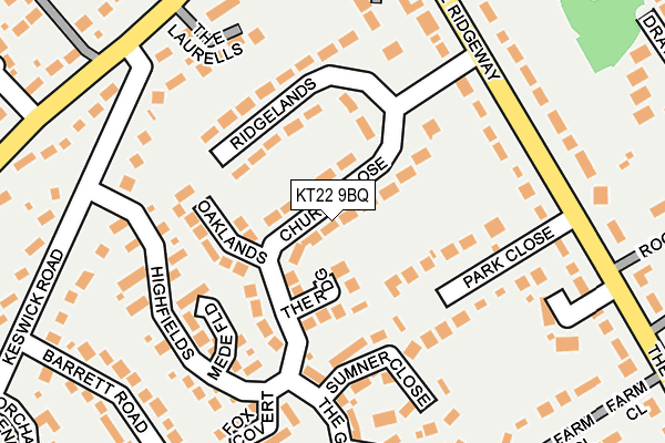 KT22 9BQ map - OS OpenMap – Local (Ordnance Survey)