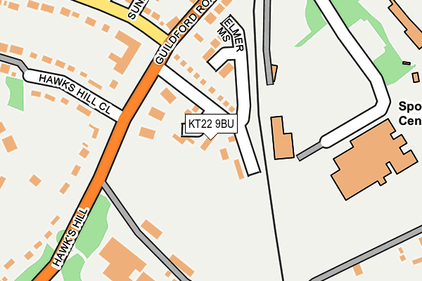 KT22 9BU map - OS OpenMap – Local (Ordnance Survey)
