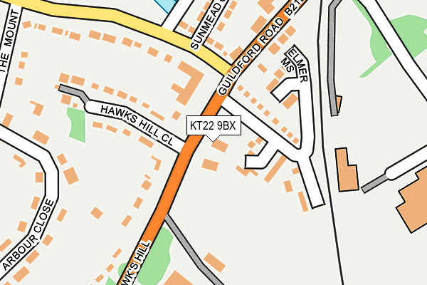 KT22 9BX map - OS OpenMap – Local (Ordnance Survey)