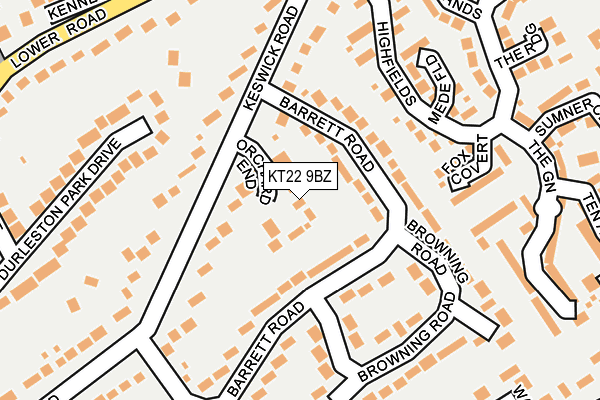 KT22 9BZ map - OS OpenMap – Local (Ordnance Survey)