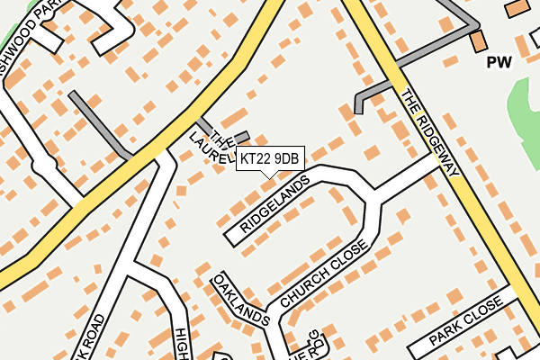 KT22 9DB map - OS OpenMap – Local (Ordnance Survey)