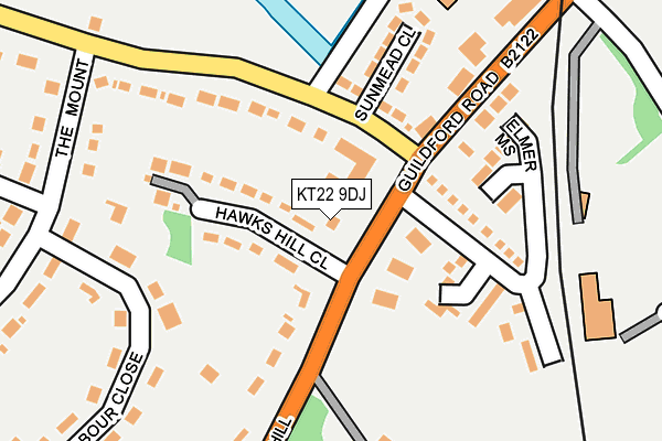 KT22 9DJ map - OS OpenMap – Local (Ordnance Survey)