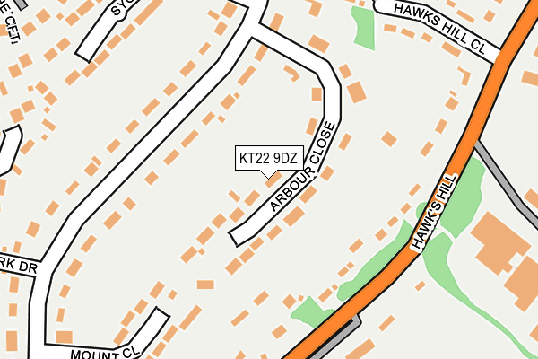 KT22 9DZ map - OS OpenMap – Local (Ordnance Survey)