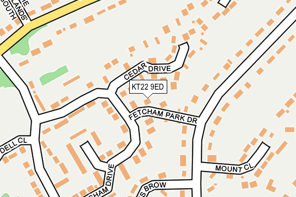 KT22 9ED map - OS OpenMap – Local (Ordnance Survey)