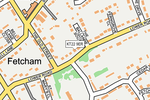 KT22 9ER map - OS OpenMap – Local (Ordnance Survey)