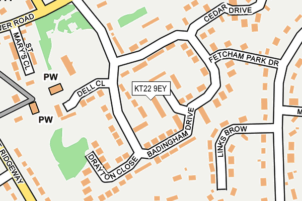 KT22 9EY map - OS OpenMap – Local (Ordnance Survey)