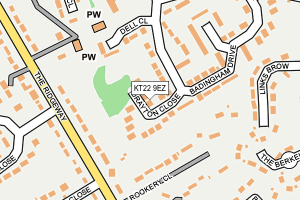 KT22 9EZ map - OS OpenMap – Local (Ordnance Survey)