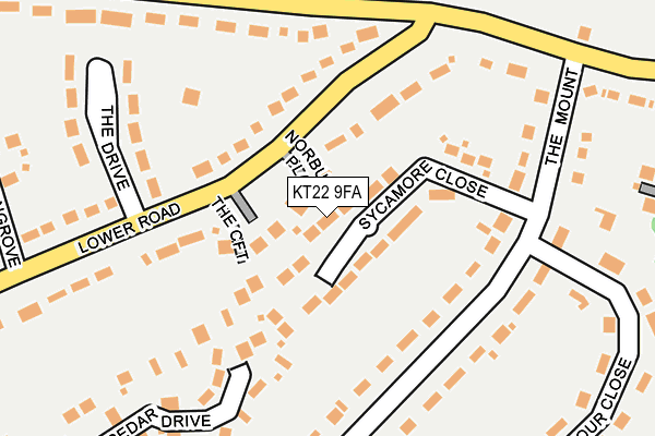 KT22 9FA map - OS OpenMap – Local (Ordnance Survey)