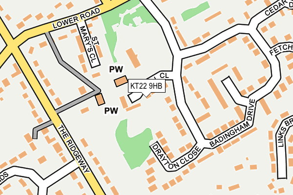 KT22 9HB map - OS OpenMap – Local (Ordnance Survey)