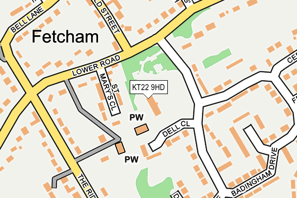 KT22 9HD map - OS OpenMap – Local (Ordnance Survey)