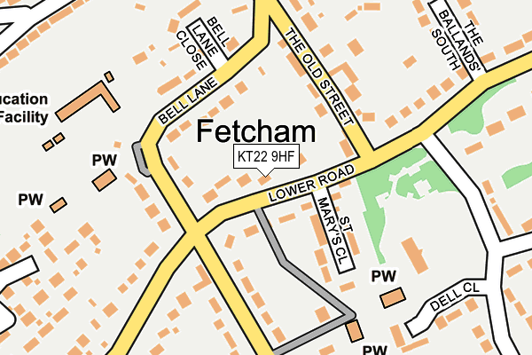 KT22 9HF map - OS OpenMap – Local (Ordnance Survey)