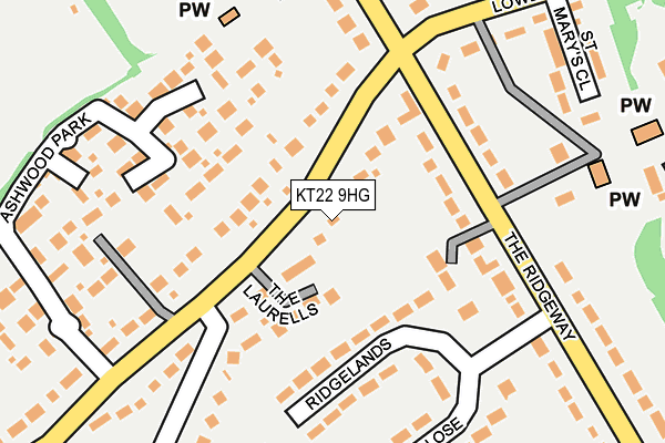 KT22 9HG map - OS OpenMap – Local (Ordnance Survey)