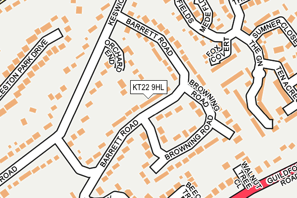 KT22 9HL map - OS OpenMap – Local (Ordnance Survey)