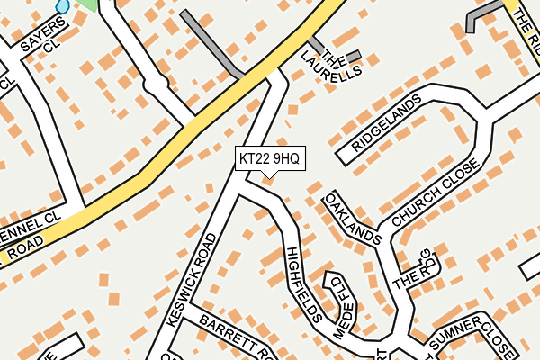 KT22 9HQ map - OS OpenMap – Local (Ordnance Survey)