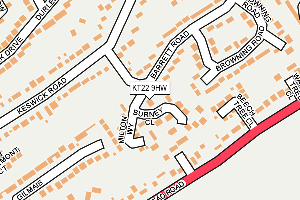 KT22 9HW map - OS OpenMap – Local (Ordnance Survey)
