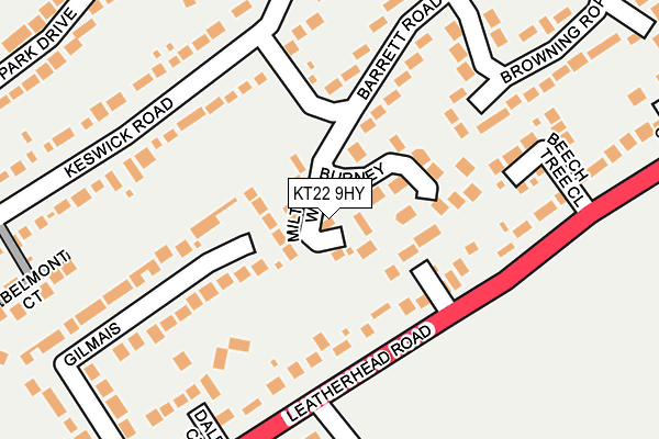 KT22 9HY map - OS OpenMap – Local (Ordnance Survey)