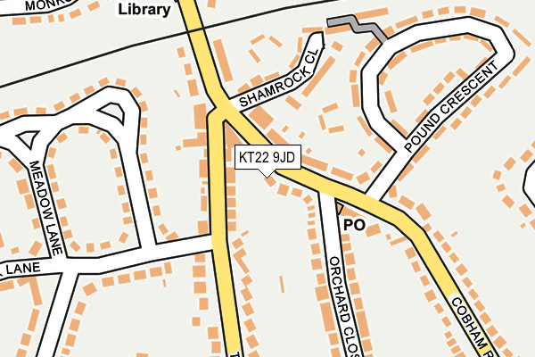 KT22 9JD map - OS OpenMap – Local (Ordnance Survey)