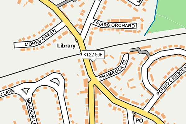 KT22 9JF map - OS OpenMap – Local (Ordnance Survey)