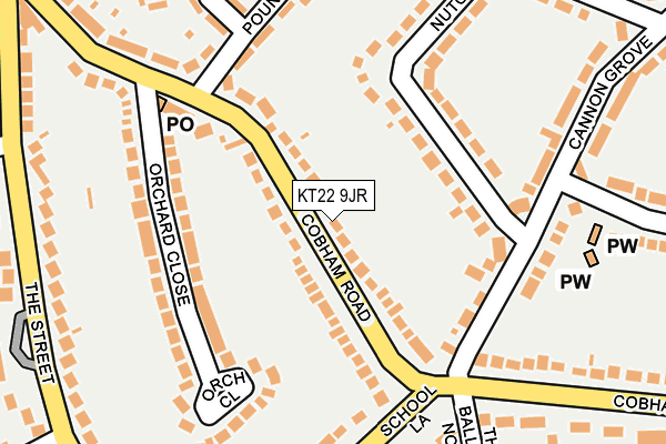KT22 9JR map - OS OpenMap – Local (Ordnance Survey)