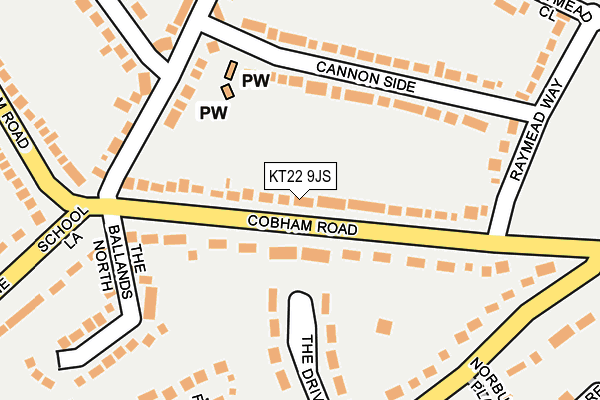 KT22 9JS map - OS OpenMap – Local (Ordnance Survey)