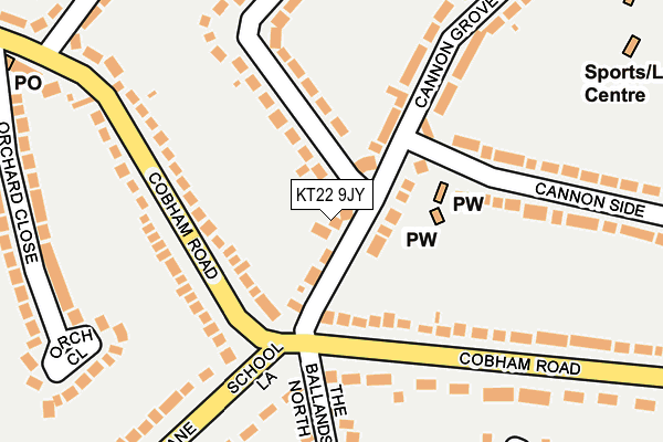 KT22 9JY map - OS OpenMap – Local (Ordnance Survey)