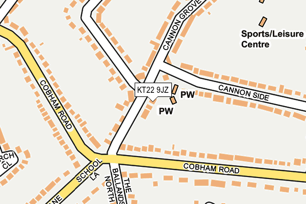 KT22 9JZ map - OS OpenMap – Local (Ordnance Survey)