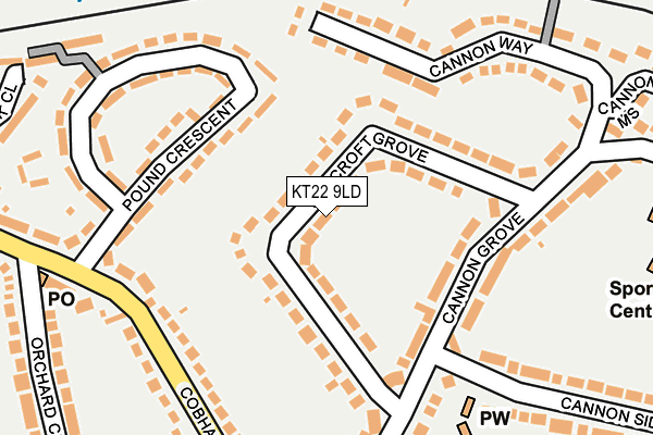 KT22 9LD map - OS OpenMap – Local (Ordnance Survey)