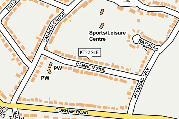 KT22 9LE map - OS OpenMap – Local (Ordnance Survey)