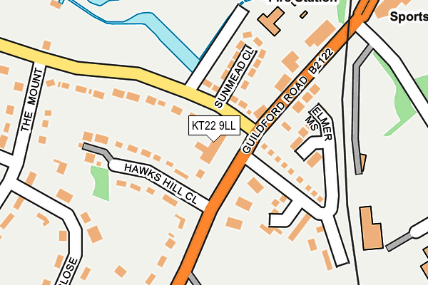 KT22 9LL map - OS OpenMap – Local (Ordnance Survey)