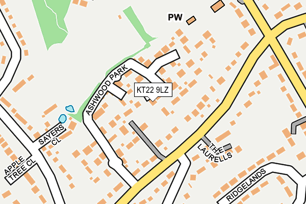 KT22 9LZ map - OS OpenMap – Local (Ordnance Survey)