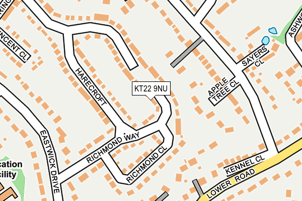 KT22 9NU map - OS OpenMap – Local (Ordnance Survey)