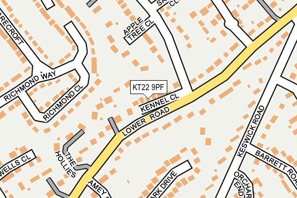KT22 9PF map - OS OpenMap – Local (Ordnance Survey)