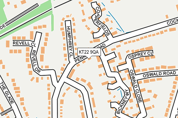 KT22 9QA map - OS OpenMap – Local (Ordnance Survey)