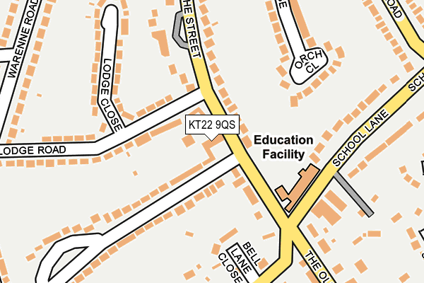 KT22 9QS map - OS OpenMap – Local (Ordnance Survey)