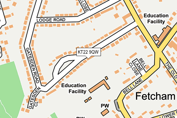 KT22 9QW map - OS OpenMap – Local (Ordnance Survey)