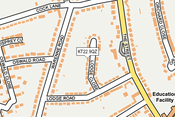 KT22 9QZ map - OS OpenMap – Local (Ordnance Survey)