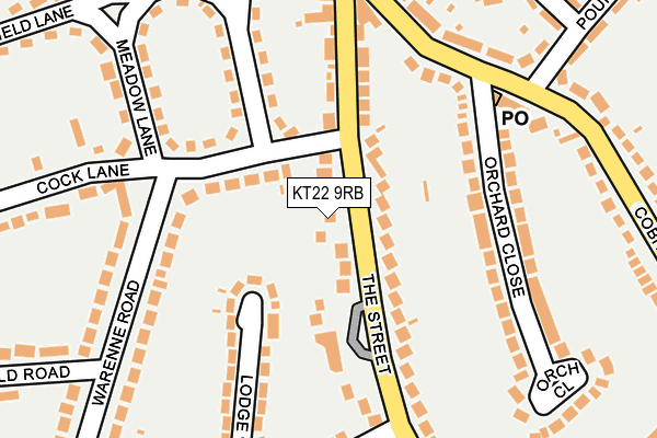 KT22 9RB map - OS OpenMap – Local (Ordnance Survey)