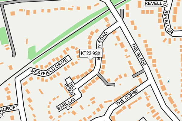 KT22 9SX map - OS OpenMap – Local (Ordnance Survey)