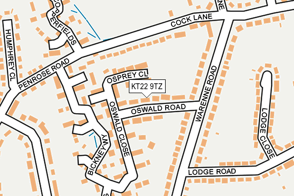 KT22 9TZ map - OS OpenMap – Local (Ordnance Survey)