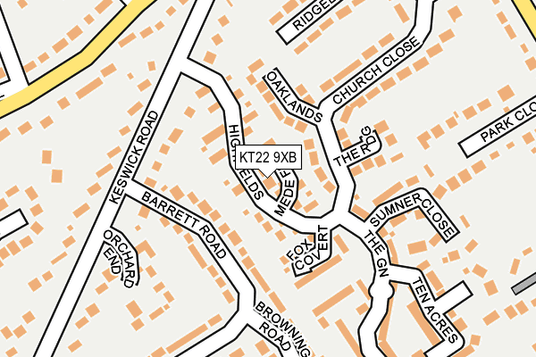 KT22 9XB map - OS OpenMap – Local (Ordnance Survey)