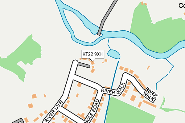 KT22 9XH map - OS OpenMap – Local (Ordnance Survey)